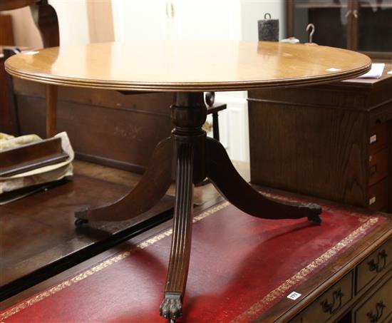 A Regency style banded mahogany circular topped coffee table W.91cm